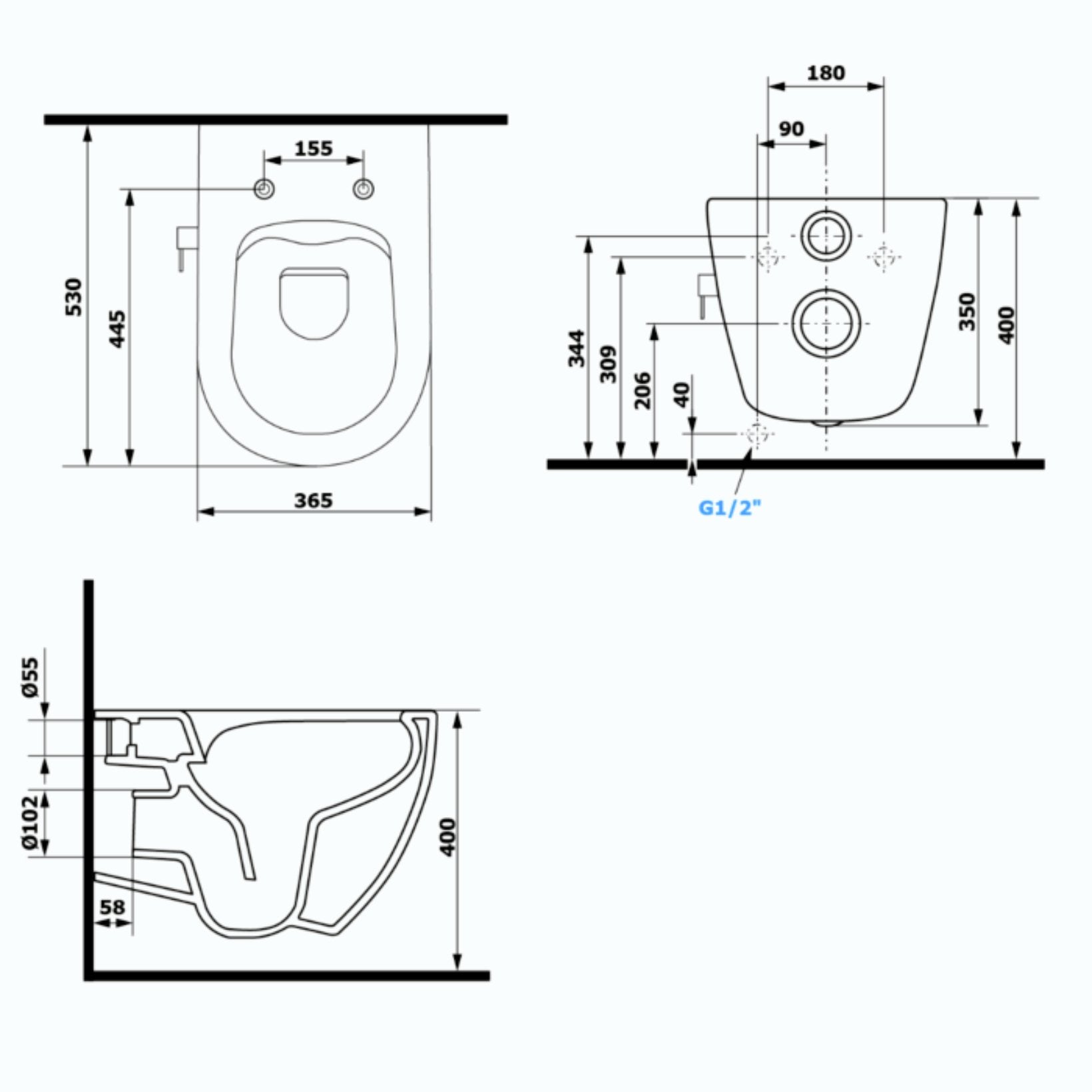 ISVEA - Infinity Hangend Randloos Toilet met Bidet - 36,5x53 Mat Petrol - schwertz & co