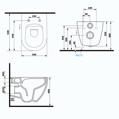 ISVEA - Infinity Hangend Randloos Toilet met Bidet - 36,5x53 Mat Petrol - schwertz & co