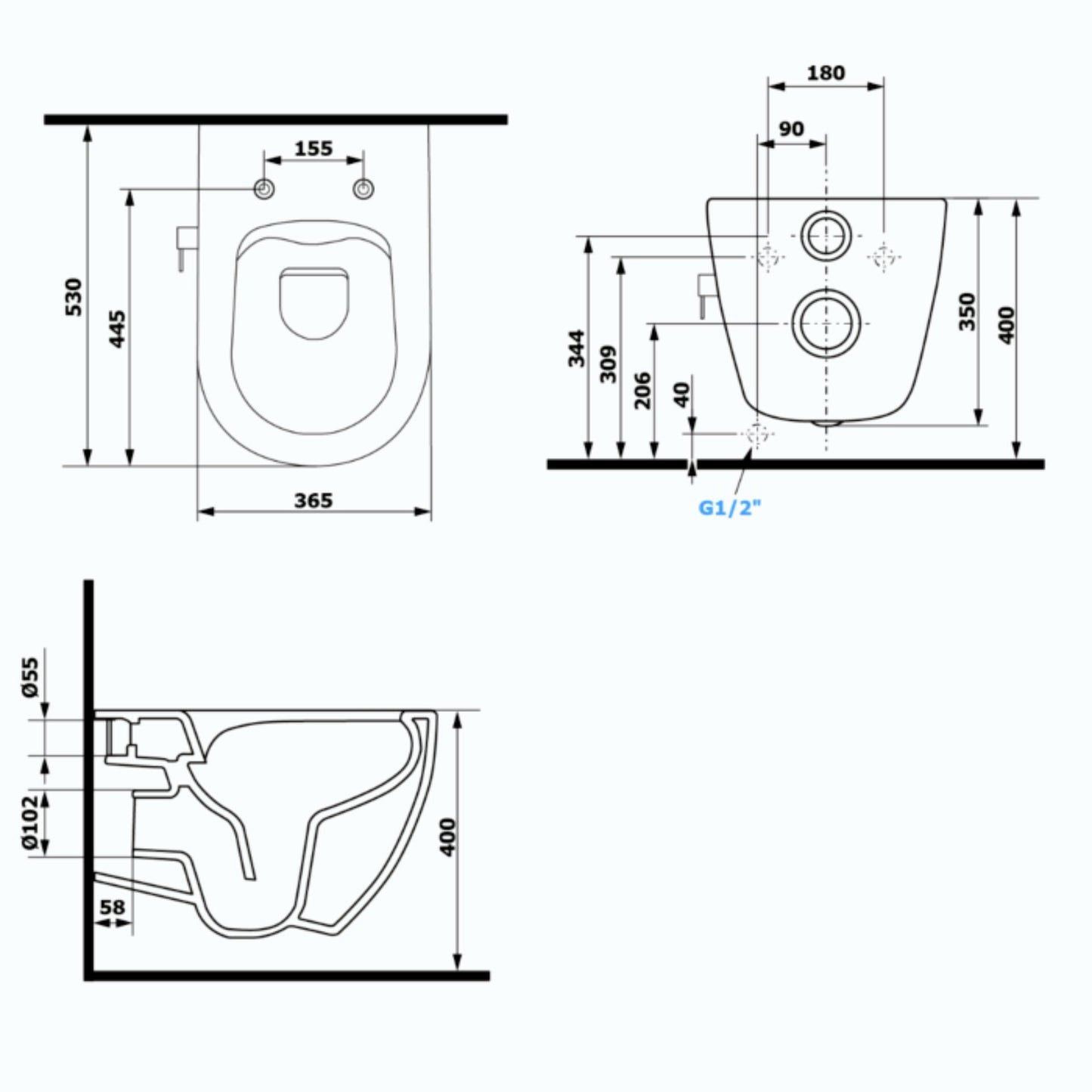 ISVEA - Sentimenti Hangend Randloos Toilet met Bidet - 36,5x53 Wit - schwertz & co