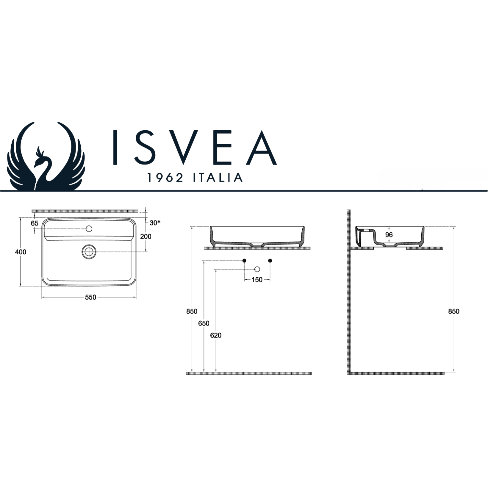 ISVEA - rechthoekige Wastafel Mint Groen - 550x400x120 mm - schwertz & co