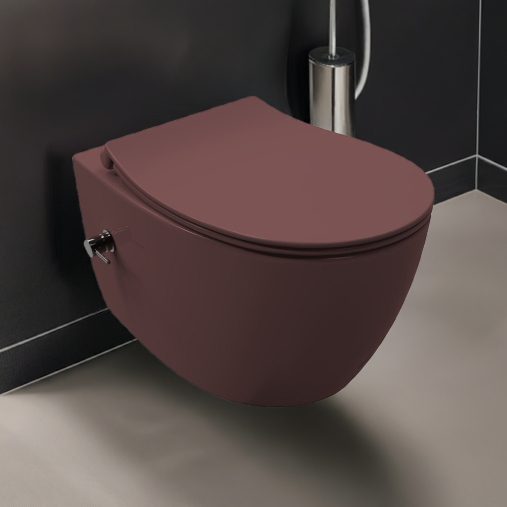 Isvea Wc Toilet Badkamer Hangend Bidet Bordeaux Rood Inclusief Bevestigingsset