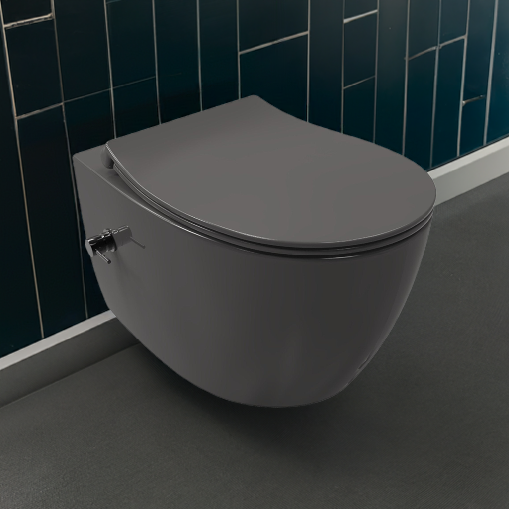 Isvea Wc Toilet Badkamer Hangend Bidet Antraciet Inclusief Bevestigingsset