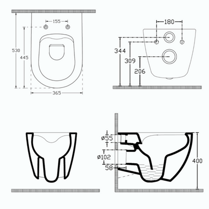 ISVEA - Infinity Hangend Randloos Toilet - 36,5x53 Terrazzo