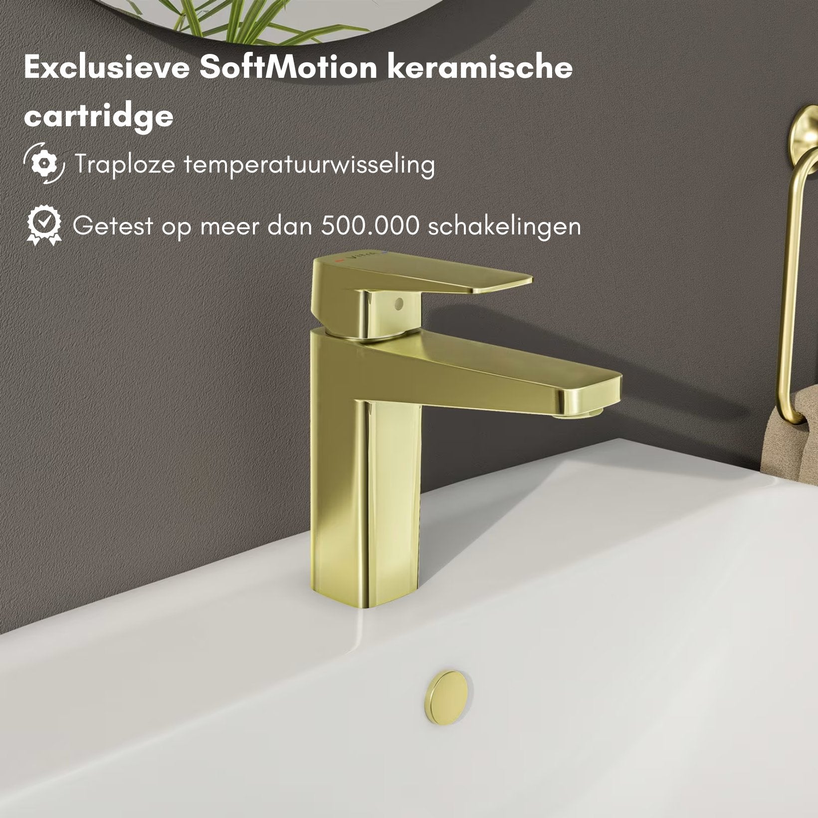 VitrA - Root Square Goud Wastafelkraan Medium | 10 jaar Garantie - schwertz & co